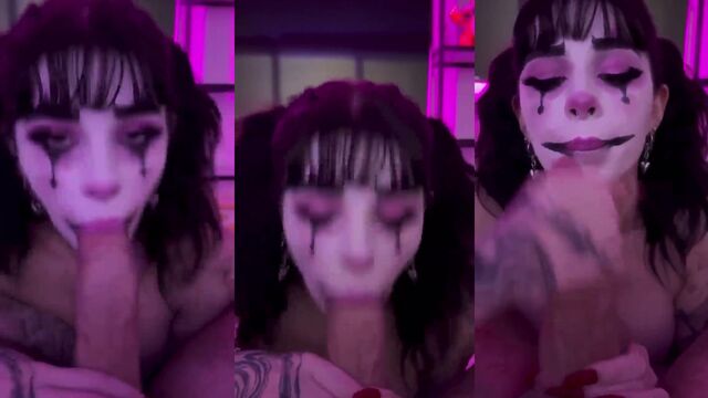 Hot tattooed goth gets facefucked and facialed by their nonbinary fiance