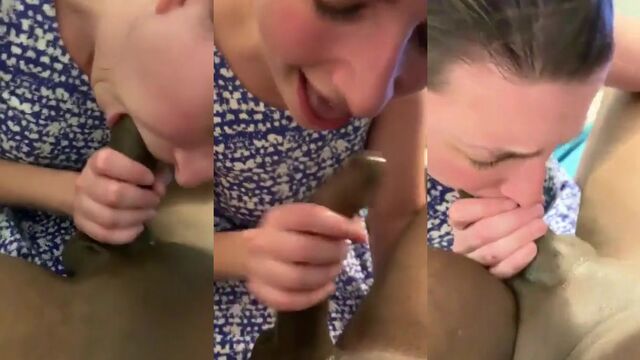 A white slut gets her mouth filled with BBC by a nigga lover