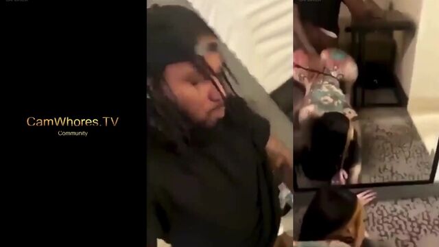 Bimbo skank gets her massive fake boobs smashed