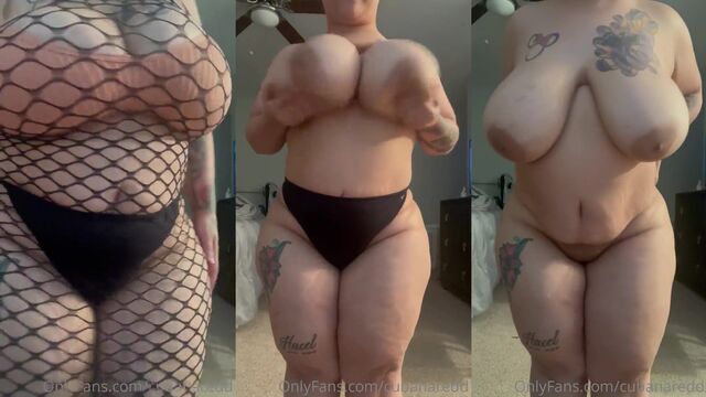 Chubby amateur showcases her big tits and phat booty
