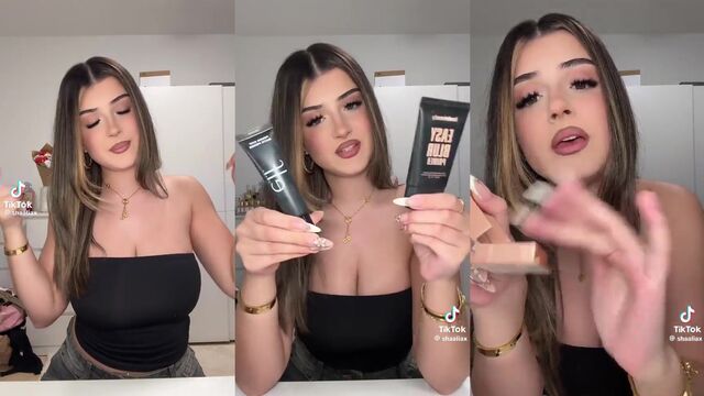 Makeup artist gives black-haired German hottie a face-lift