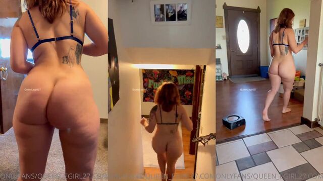 Amateur emo goth girl shakes her fat ass in thongs