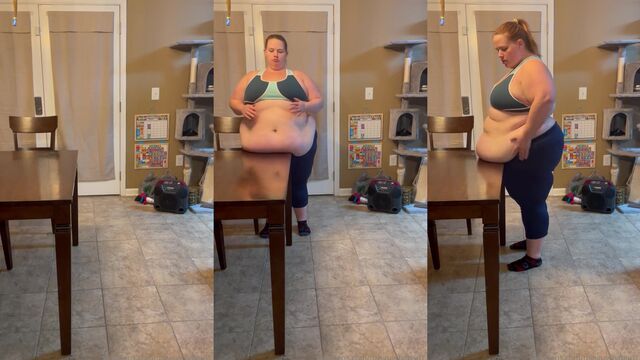 Fat belly feedee gets clapped and jiggled by horny hung