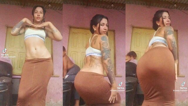 The girl moves her ass for likes on Tik Tok without shame