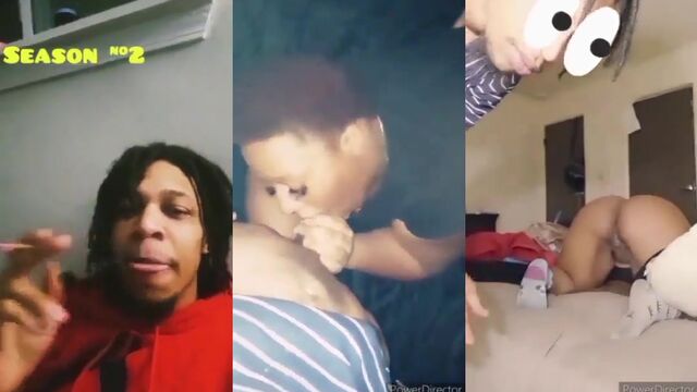 Ebony slut gives a deepthroat blowjob to her new man in the crib