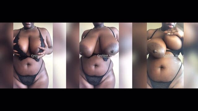 A stunning woman with huge black boobs gets fucked hard