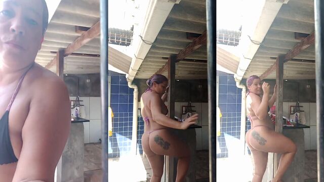 Hot MILF Dinha Maluquinha shows off her big ass in a steamy YouTube video