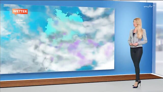 German weather presenter Maira Rothe gets fucked in leather pants