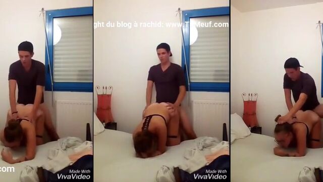 A young French slut gets fucked on her bed