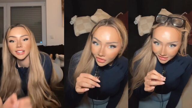 Schoolgirl maid cosplay with a slutty twist, featuring ahegao and nylon feet fetish