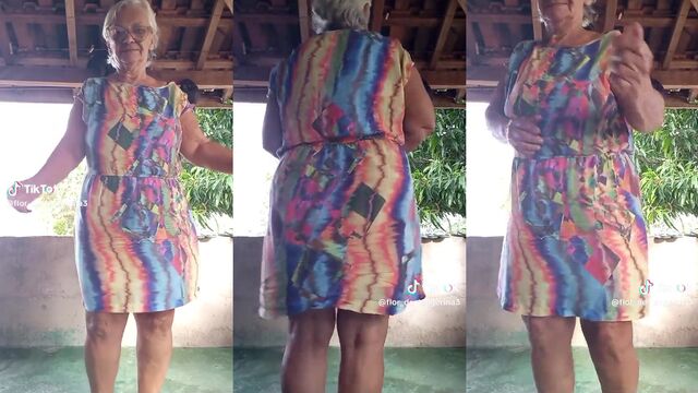 Granny is shameless while dancing and showing her ass