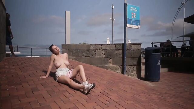 I got caught with my big tits out on the public street, damn!