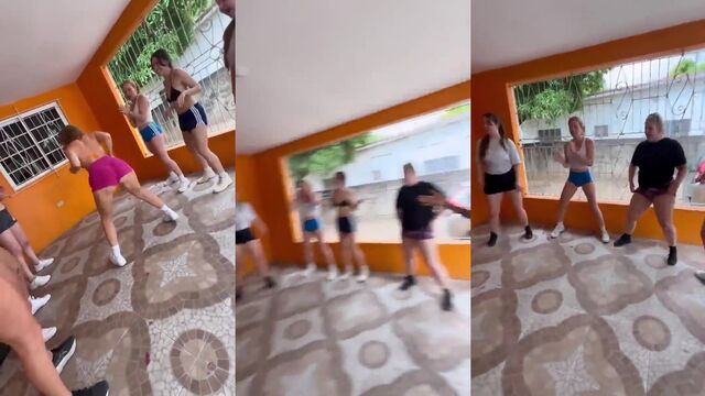 The girl twerks while commenting and moving limes