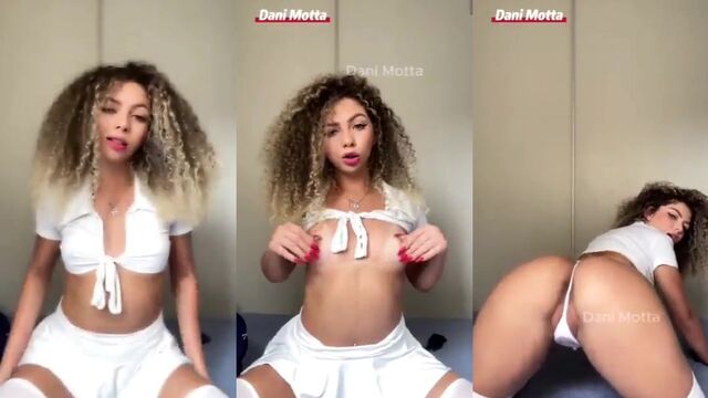 Tanned blonde solo teasing with sexy tan lines and more
