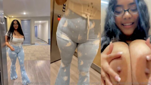 Big tits tetona girl Jaki Senpai gets naked