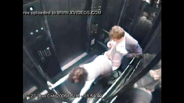 A hot Latina gets caught in a compromising position in the elevator