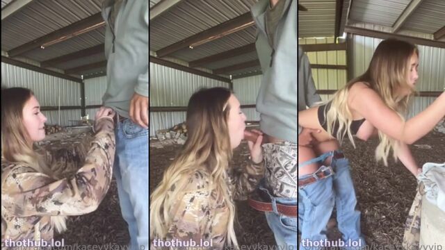 Country girl has a quickie bent over in a rustic spot