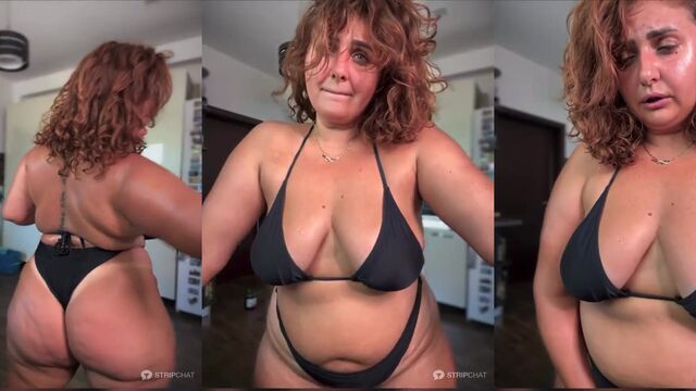 Hot Latina stepmom shows off her big ass in a sexy g-string