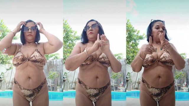 A very old Brazilian slut is enjoying herself with great pleasure