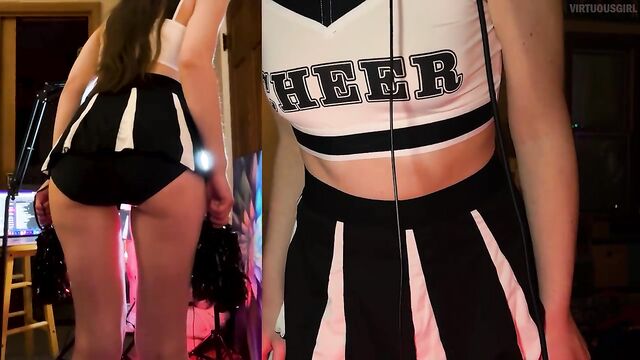 A sexy cheerleader in ASMR roleplay performs sensual acts very flirty