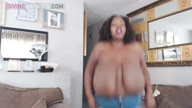 Ebony BBW with huge boobs gets fucked hard in her wet pussy