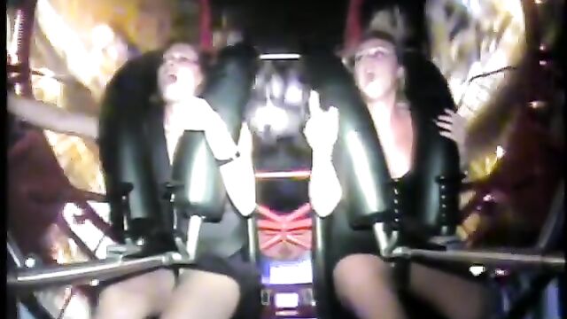 A girl has a sling shot and she knows how to use it