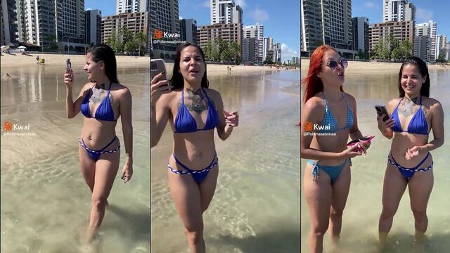 Poliana Kwai shows off her body in a pink bikini before getting intimate