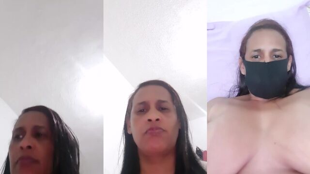 Brazilian coroa enjoying finger fucking with a juicy cock