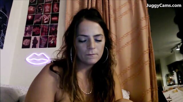 Big natural breasts shaking tits through clothes with huge nipples