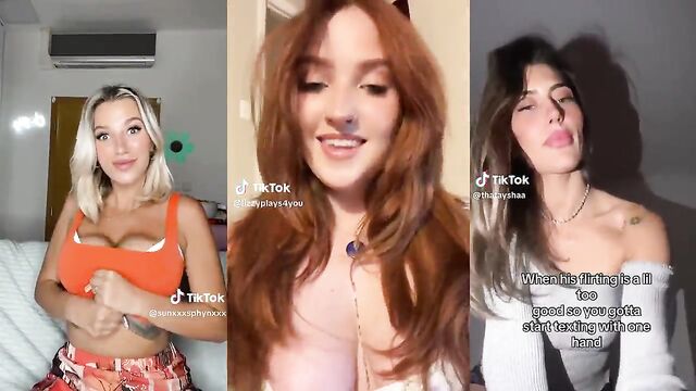 A sexy PAWG redheaded slut does a dirty talk strip tease on TikTok