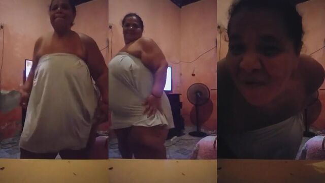 A fat old lady gets her pussy pounded by a young guy