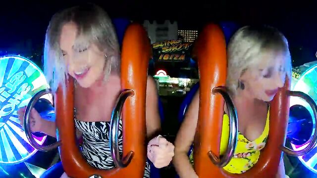 Bikini-clad woman does a striptease with a slingshot for fun
