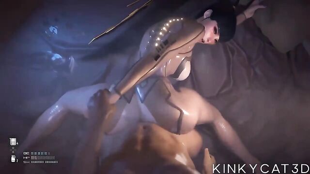 Eve, in a sticky situation, gets herself passed through by Stellar Blade