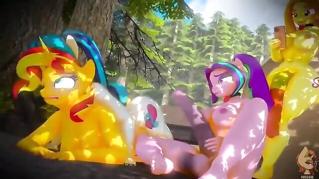 Futa Rainbow Dash fucks Fluttershy in an intense SFM scene