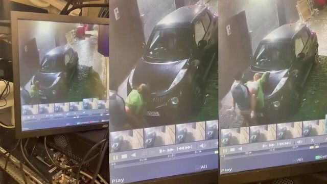 Scouse chav girl gets caught on CCTV outside and fucked hard