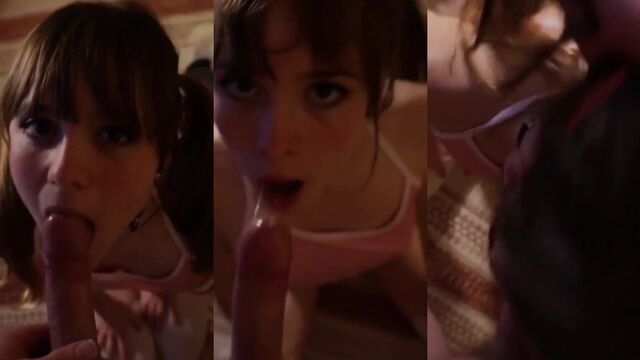 A cute amateur girl gave me a blowjob and swallowed my cum