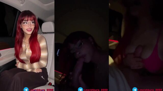 A guy shot his cum on the huge boobs of a sexy girl in the car