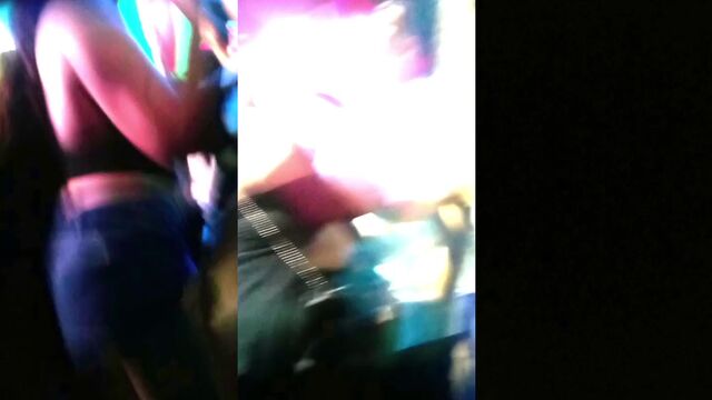 The girl shakes her ass for money in the nightclub