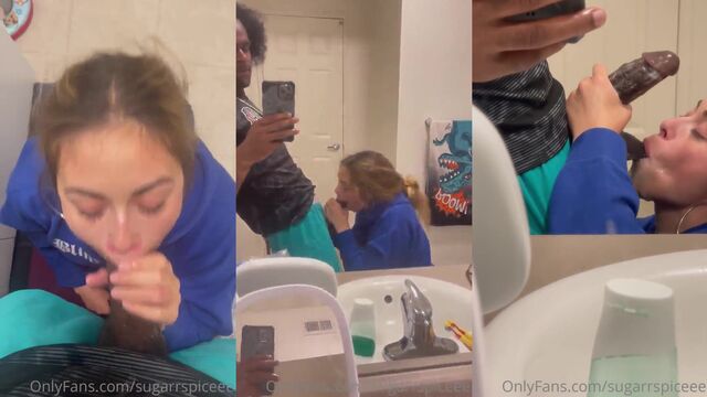 Hot Latina gives sloppy blowjob while blindfolded