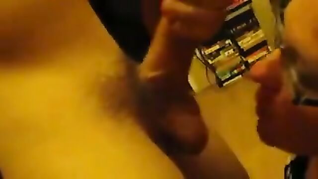 Busty wife gets on her knees and deepthroats cock